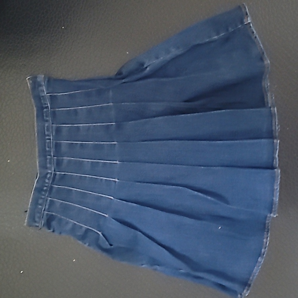Take Note Blue Denim Pleated Skirt